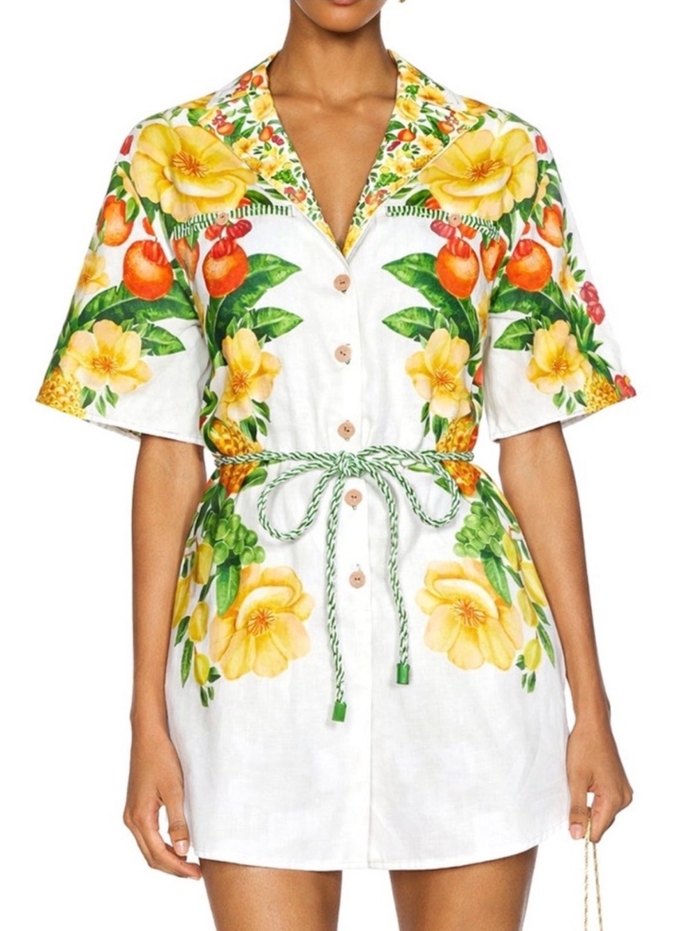 FARM Rio Picnic Flowers Linen Romper 🌼🍓🍍